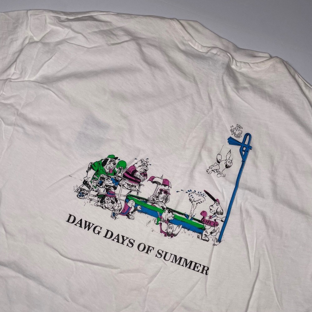 Vintage‎ 1992 Hanes Beefy-T Dawg Days of Summer T-Shirt XXL White Single Stitch